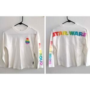 Disney Pride Collection "Be Proud" BB8 Long Sleeve Spirit Jersey Tee White Small